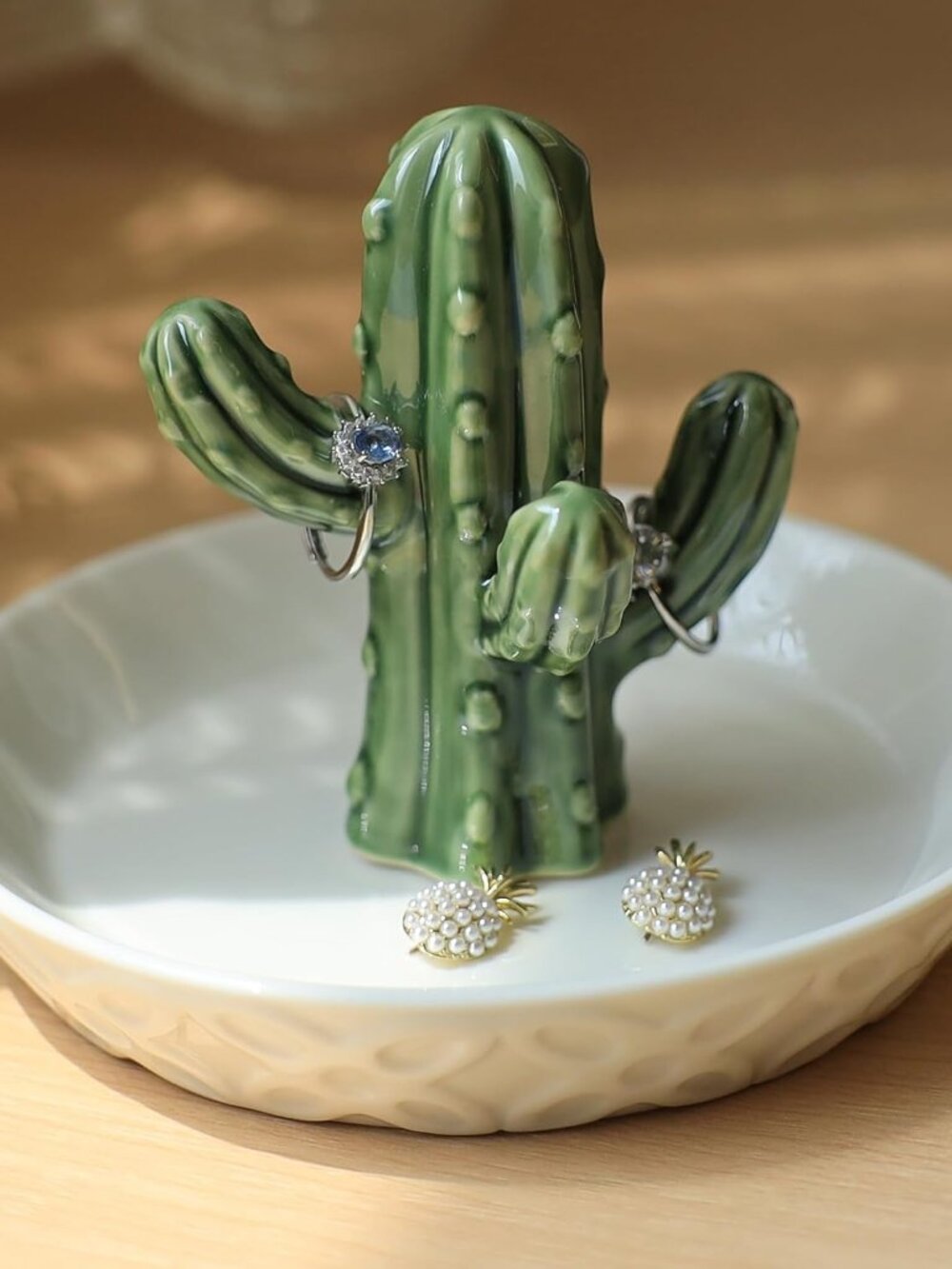 Ceramic Cactus Ring Holder Cactus Ring Dish For Jewelry Cactus Decor For Friend